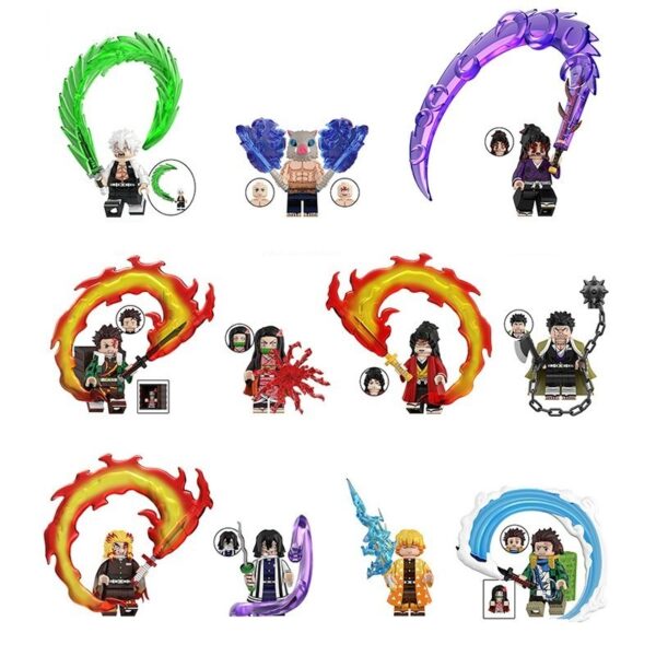 Demon Slayer custom minifigure set WM6218 – Tanjiro, Nezuko, Zenitsu, Inosuke, Rengoku, Sanemi, Gyomei, Iguro, Kokushibo, Yoriichi