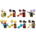 Dragon Ball custom minifigure set – Krillin, Son Gohan, Son Goku, Trunks, Yamcha with energy effects