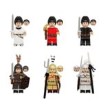 Chinese warrior minifigure set KT1096 – historical block toy soldiers in white, red, black and armored designs