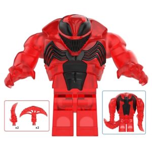 Carnage bigfig custom minifigure – red symbiote block toy with black details and weapon accessories
