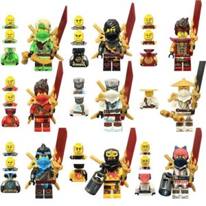 Ninjago Season 11 minifigure set – Lloyd, Kai, Jay, Cole, Zane, Nya, Sensei Wu and Akita characters from Secrets of the Forbidden Spinjitzu