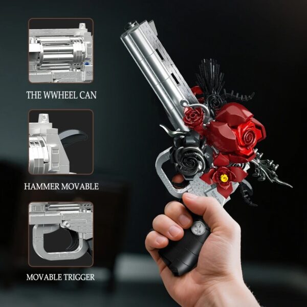 Creative Rose Revolver MOC – 631 Pieces Floral Firearms Building Block Set 1