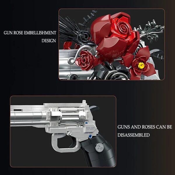 Creative Rose Revolver MOC – 631 Pieces Floral Firearms Building Block Set 1