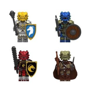 Dragon Knight and Warrior minifigure set – Golden Knight, Blue Warrior, Red Samurai and Ranger Dragon