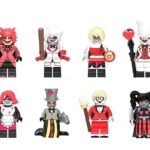 Hazbin Hotel custom minifigure set – Alastor, Angel Dust, Cherri Bomb, Lucifer Morningstar, Niffty, Sir Pentious, Charlie Morningstar, Velvette