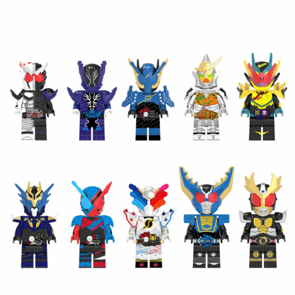 Kamen Rider minifigure set W Fang Joker, Rogue, Build, Gaim, Revice, Cross-Z, Genius, Gatack and Kuuga characters