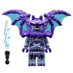 Purple Gargoyle demon minifigure with wings and lightning weapon – fantasy block toy