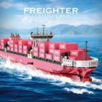 Pink ONE Container Ship MOC – 1446 Pieces Creative Modular Freighter Building Block Set