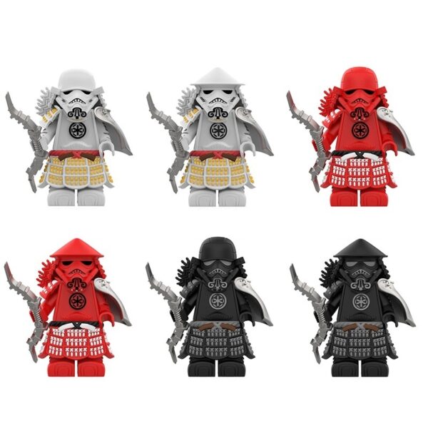 Star Wars Samurai Trooper minifigure set – white, red and black armored soldiers with weapons