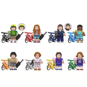Stranger Things minifigure set LG1006 – Dustin, Max, Eleven, Erica, Mike, Nancy, Steve and Robin with bicycles