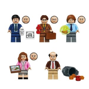 The Office minifigure set – Michael Scott, Dwight Schrute, Jim Halpert, Pam Beesly and Kevin Malone block toy figures