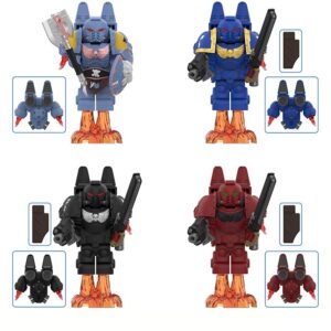 Warhammer 40K Space Marines minifigure set – includes Space Wolves, Ultramarines and Blood Angels (black & red)