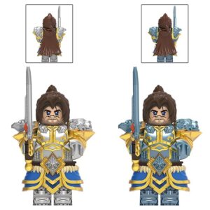 World of Warcraft Varian Wrynn minifigure set – includes silver armor and blue armor versions
