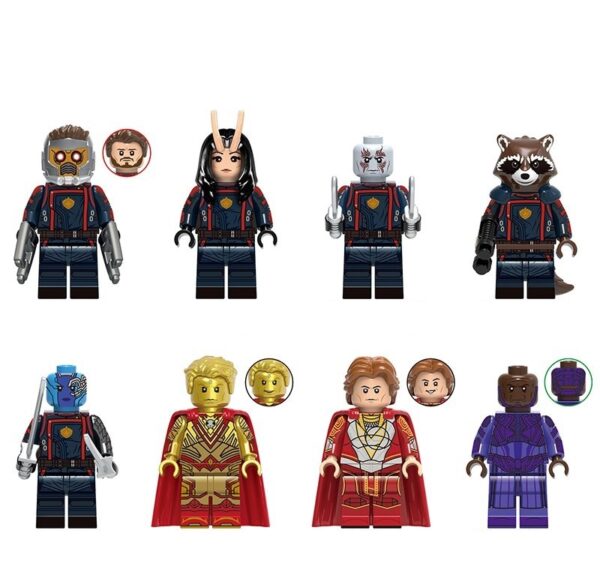 Guardians of the Galaxy Minifigure Set – includes Star-Lord, Mantis, Drax, Rocket, Nebula, Adam Warlock, Starfox and High Evolutionary