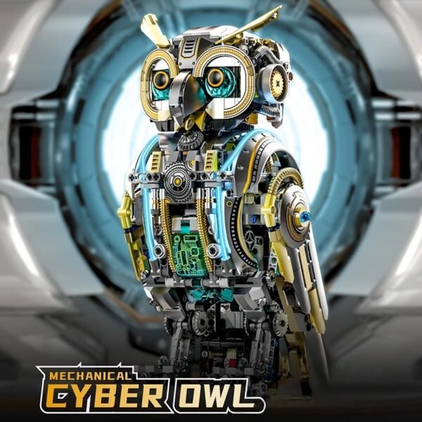Mechanical Cyber Owl Steampunk Building Block Set - 1296 Pieces