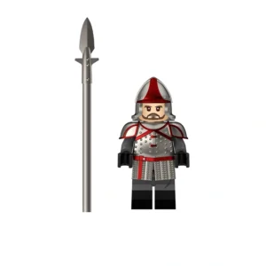 Medieval Spearman Guard – Red Silver Armor